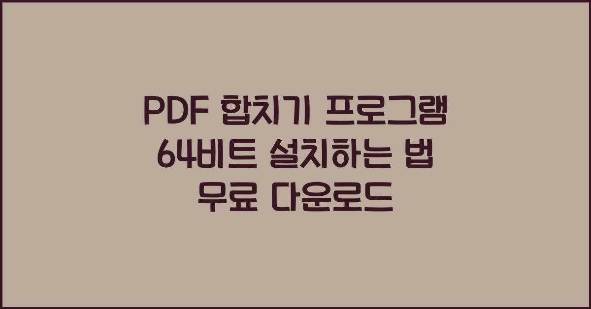 PDF 합치기 프로그램 64비트 설치하는 법