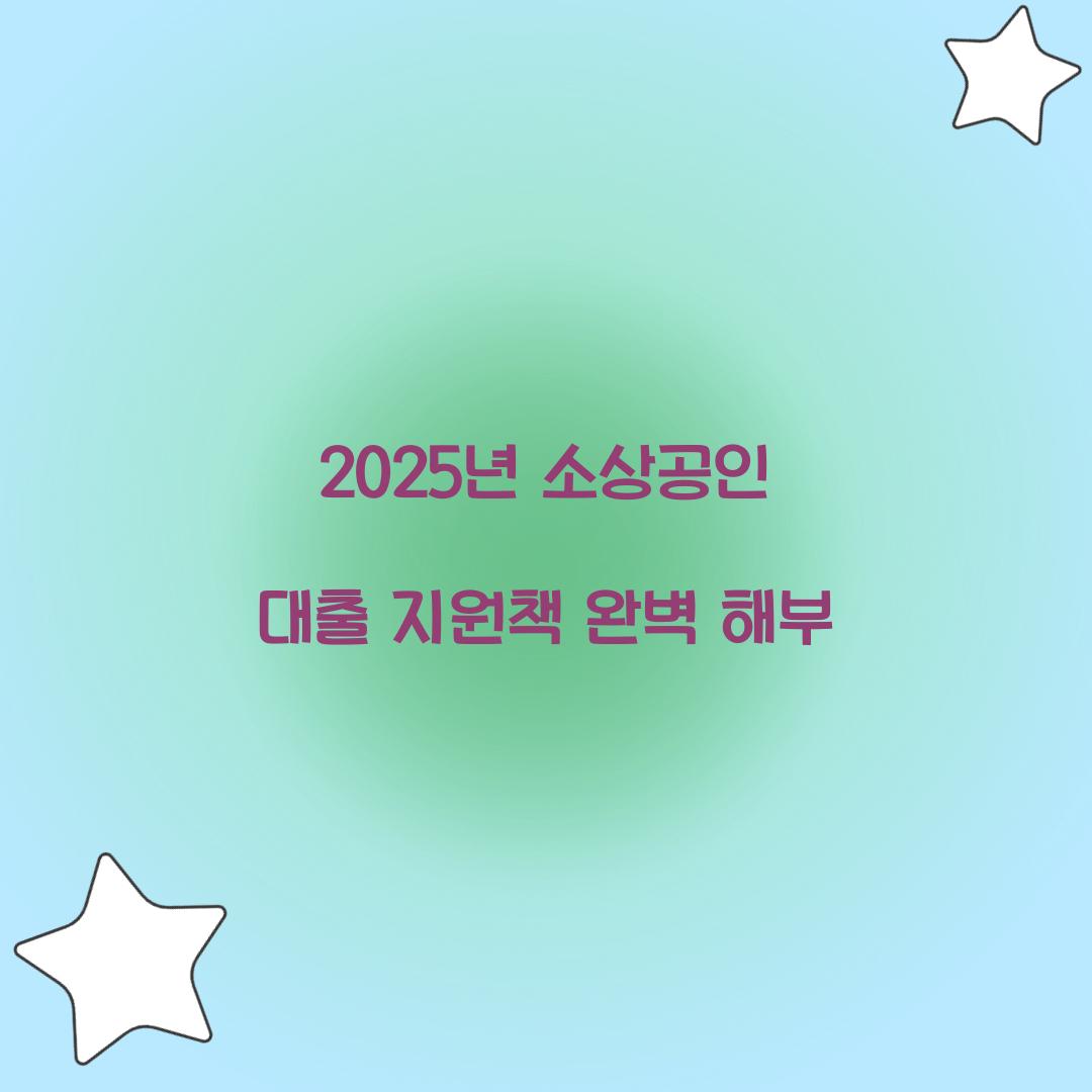 2025년 소상공인 대출