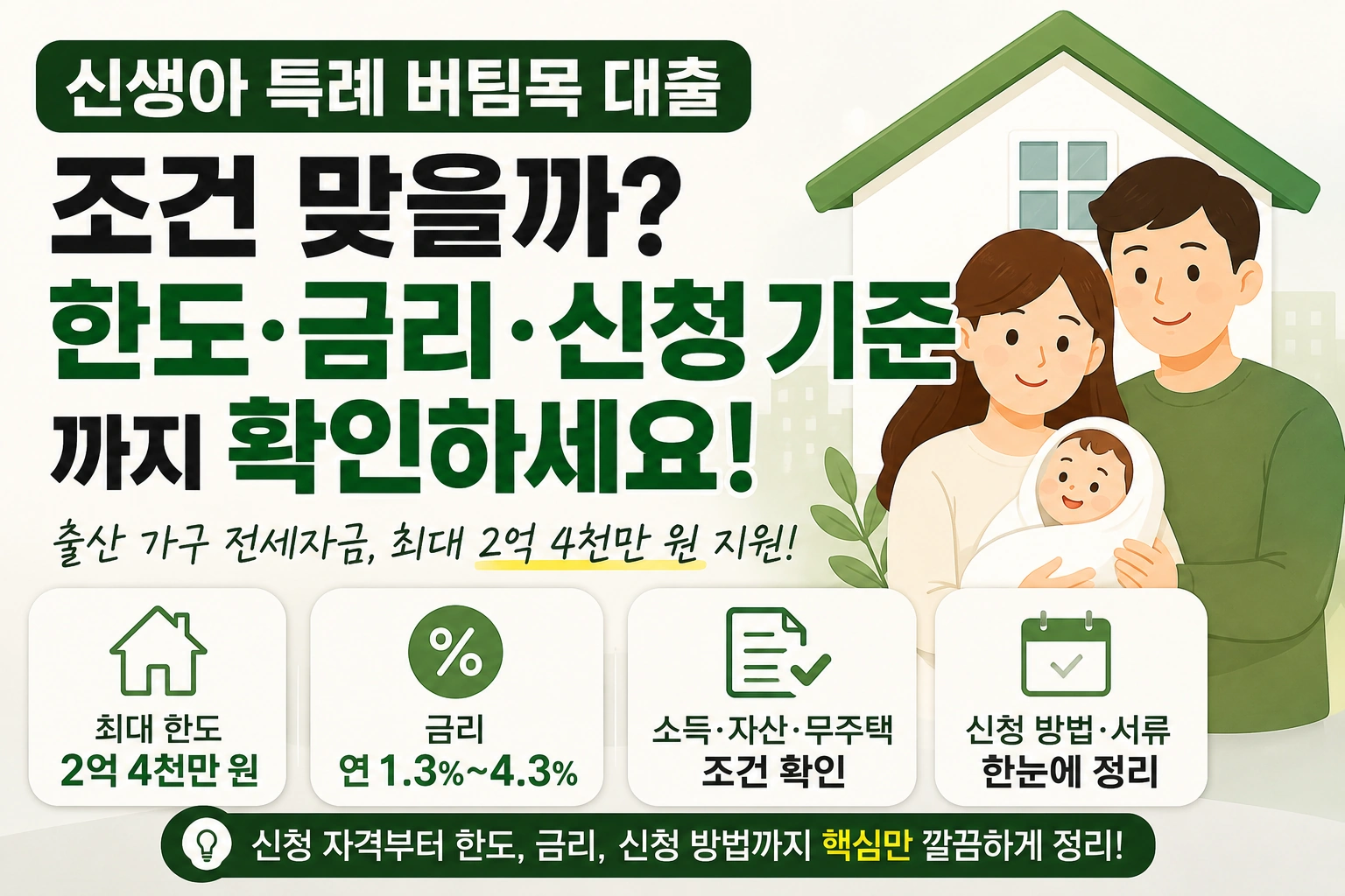 신생아 특례 버팀목 대출 조건 맞을까 한도, 금리, 신청 기준까지 확인하세요