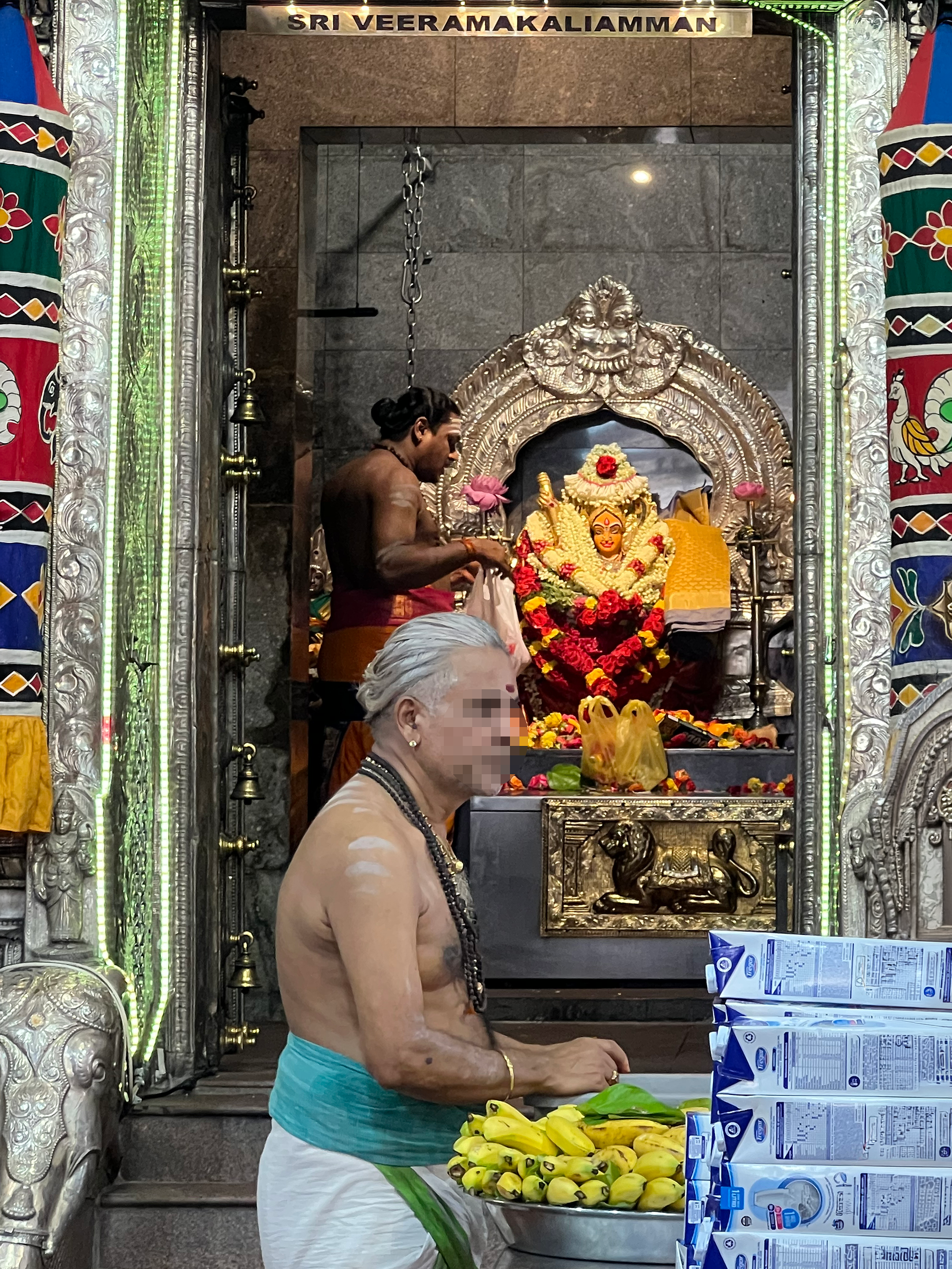 스리 비라마칼리암만(Sri Veeramakaliamma)성소 안의 칼리여신
