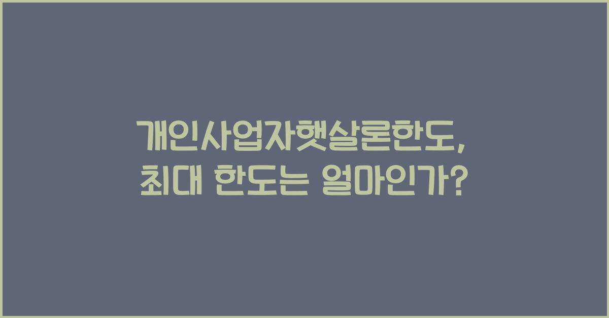 개인사업자햇살론한도