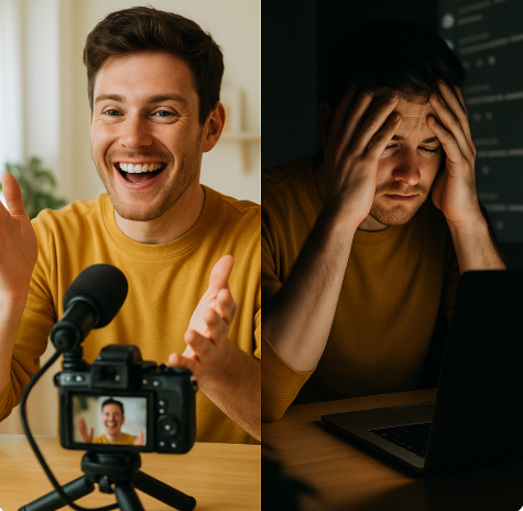유튜브의 장단점 대비 표정