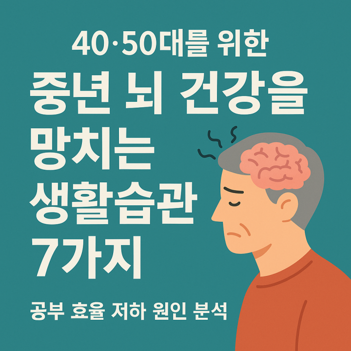 중년 뇌 건강을 망치는 생활습관 7가지 &ndash; 공부 효율 저하 원인 분석