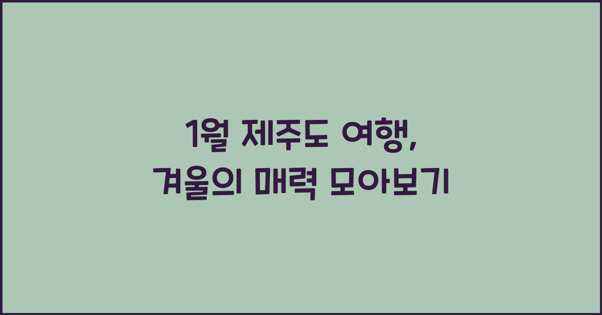 1월 제주도 여행