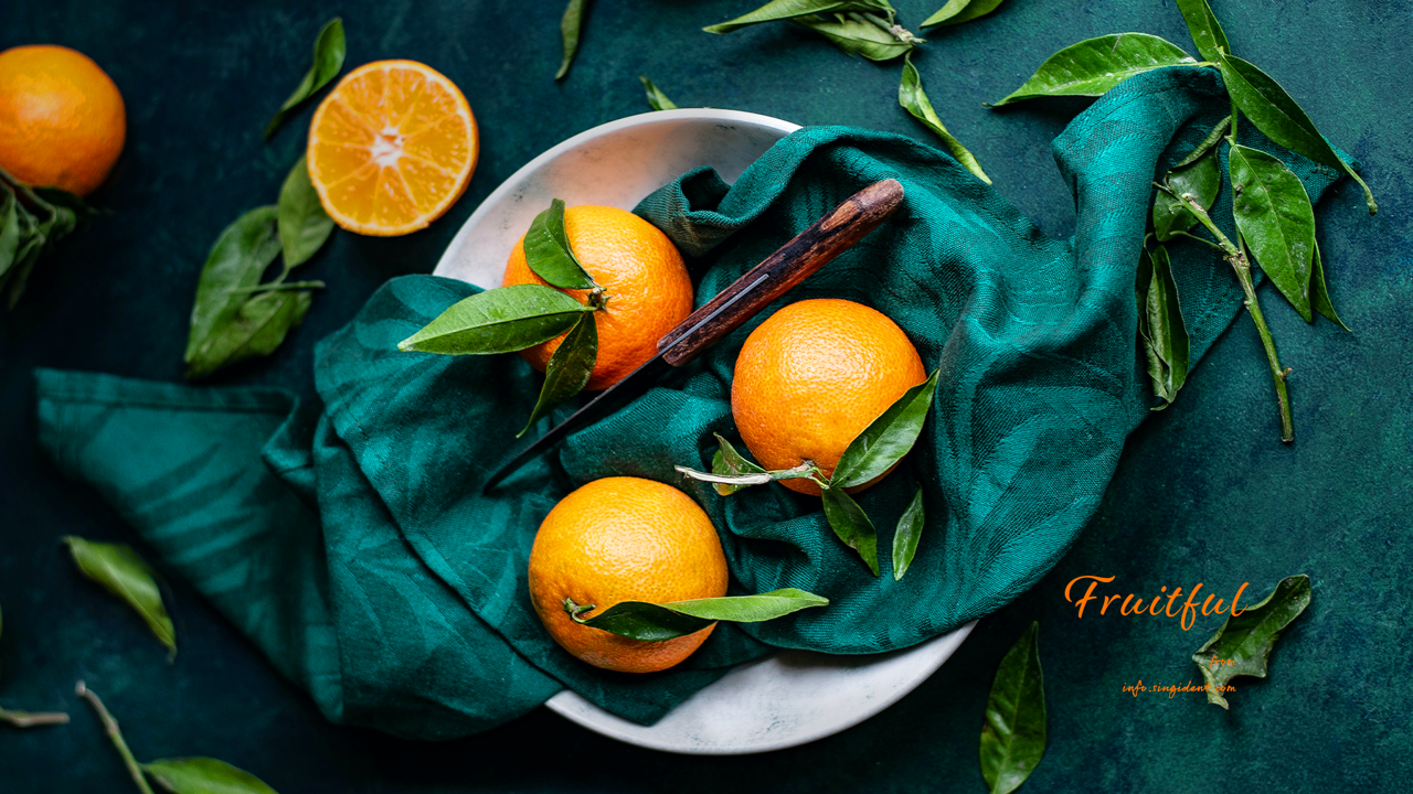 13 오렌지 청록색 배경 C - Fruitful 주황색배경화면