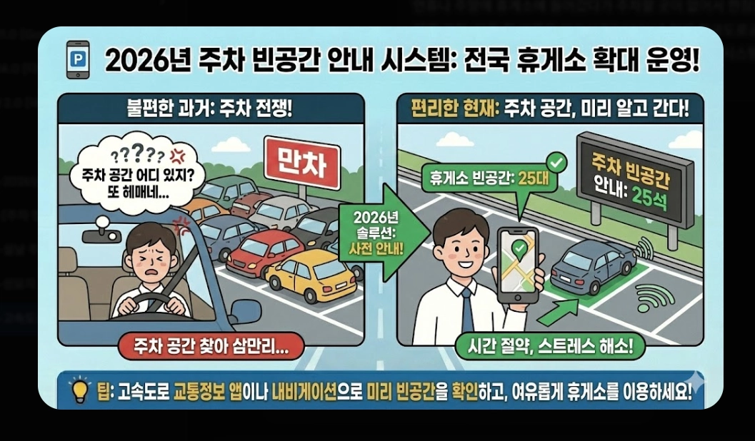 고속도로 휴게소 주차(2026년, 기본 규정, 안내 시스템)(+ 개방형 휴게소)