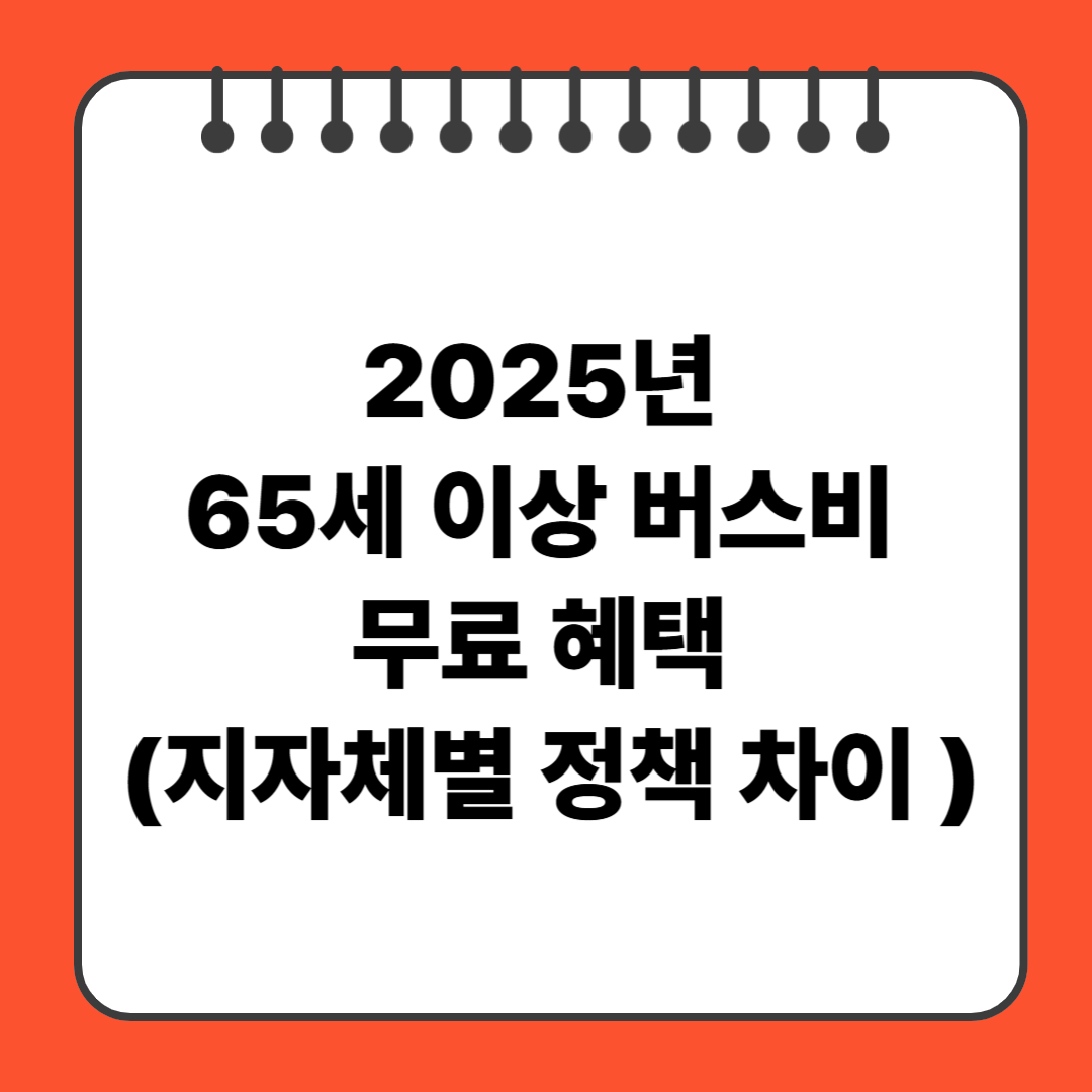 2025년 65세 이상 버스비 무료 혜택 (지자체별 정책 차이 )
