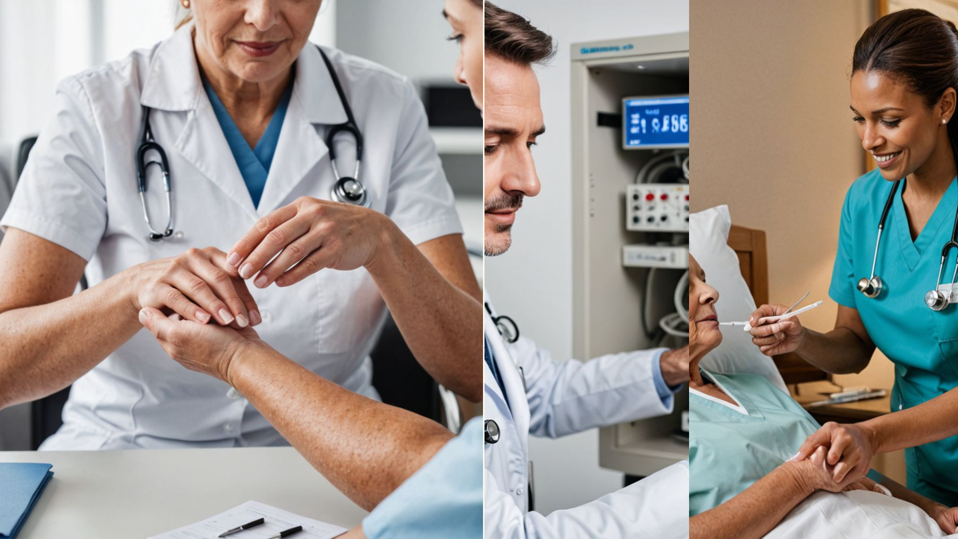 alt="호스피스 병동에서 간호사가 환자를 돌보는 장면 (통증 치료)"