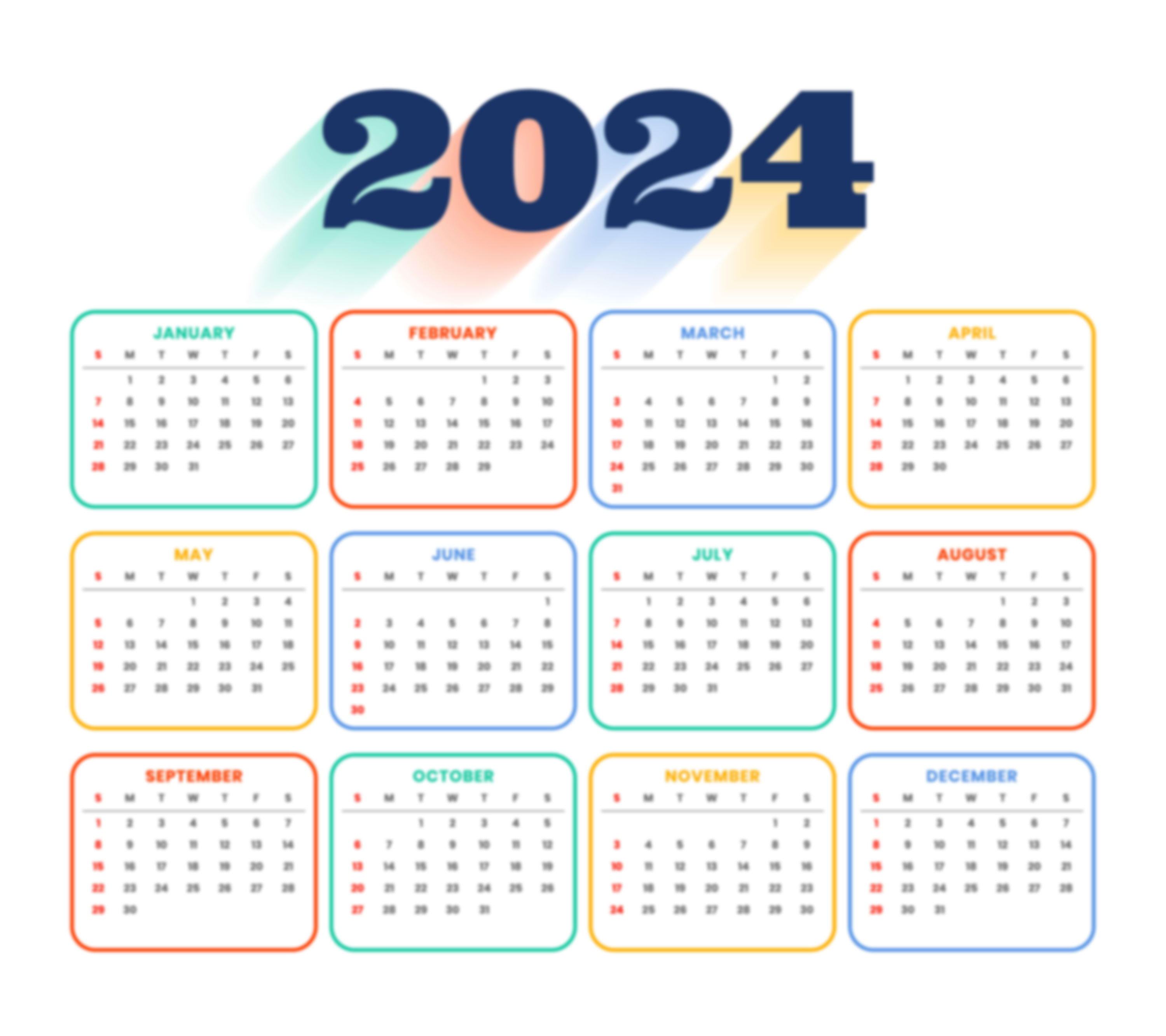 2024년 달력 무료 다운로드 비즈폼 FREEPIK