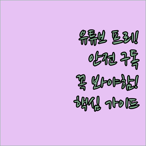 유튜브 프리미엄 안전 구독을 위한 현..