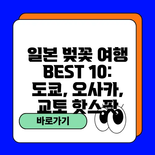 일본 벚꽃 여행 BEST 10: 도쿄, 오사카, 교토 핫스팟