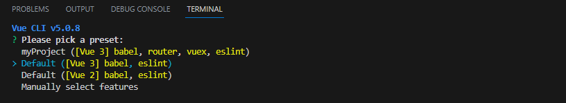 두번째 default 선택