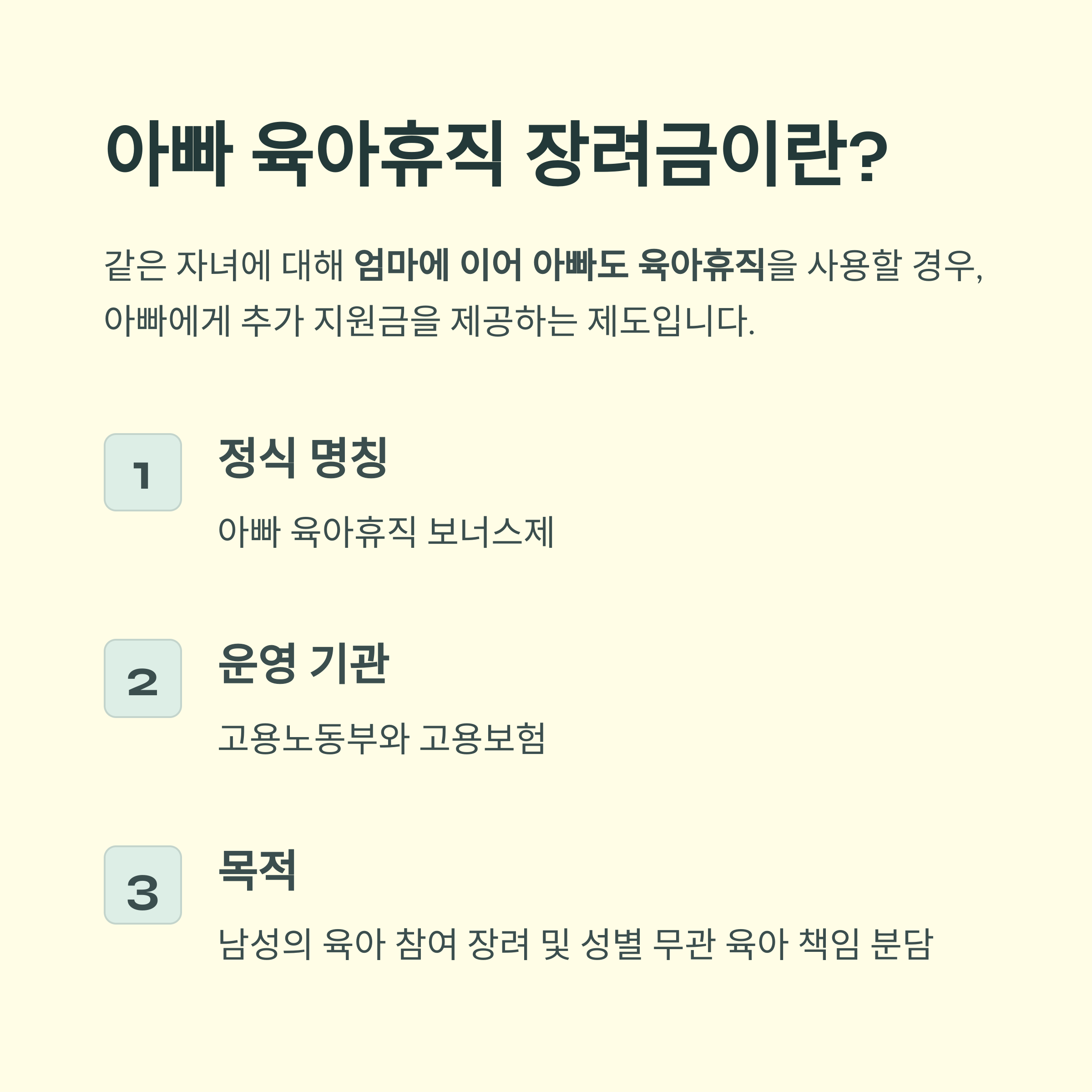 아빠 육아휴직 장려금 – 제도 개요 및 공식 명칭