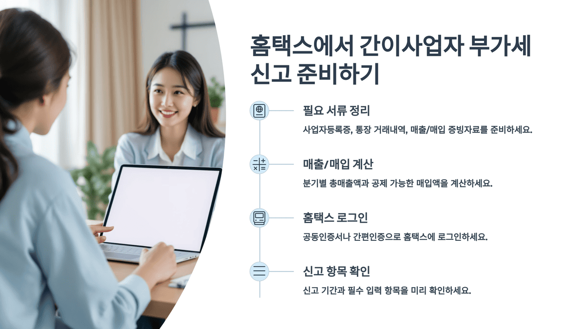 홈택스에서 간이사업자 부가세 신고 준비하기