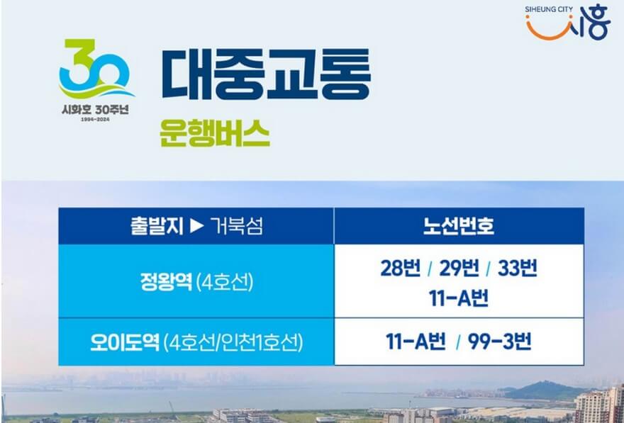 전국노래자랑 시흥시편 대중교통 운행버스 번호