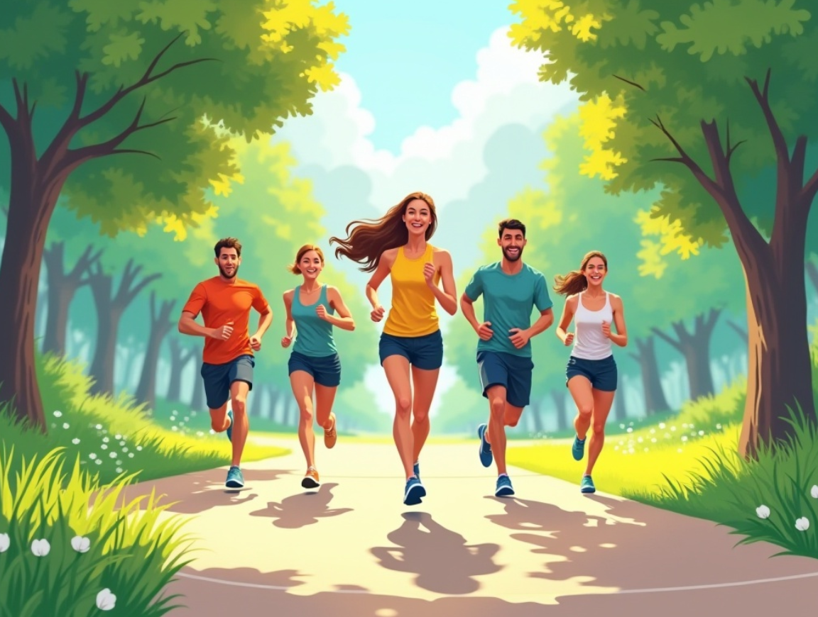 활기차게 운동하는 모습