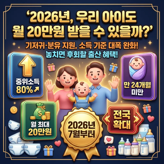 2026년 저소득층 기저귀 조제분유 지원 소득 기준 완화로 얼마나 더 받을까?