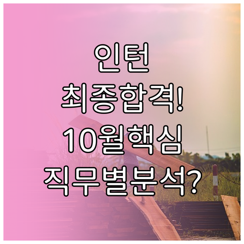 인턴십 최종 합격을 위한 10월 11..