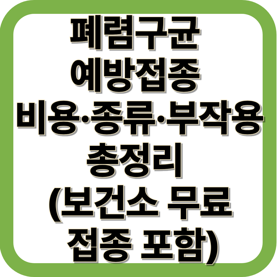 폐렴구균 예방접종 비용&middot;종류&middot;부작용 총정리 (보건소 무료 접종 포함)