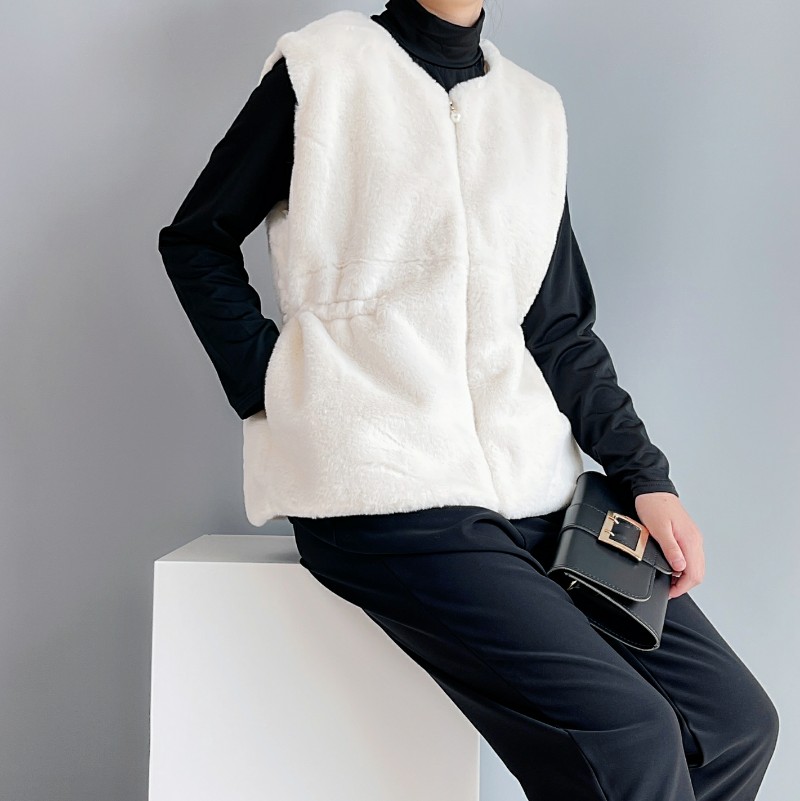 마마옷짱 밍크 퍼 조끼 진주 밍크털 조끼 엄마옷