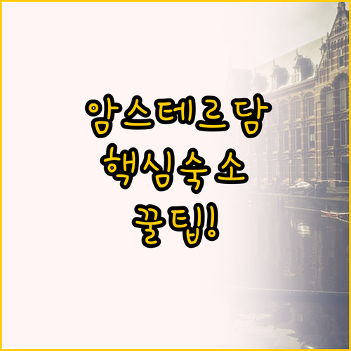 암스테르담 숙소 고민 해결 조이 호텔..