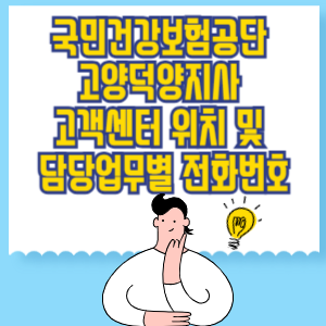 국민건강보험공단 고양덕양지사 고객센터 위치 및 담당업무별 전화번호