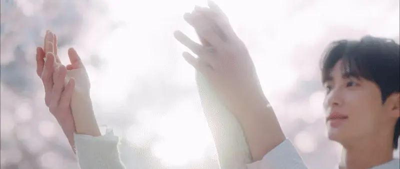 솔이-두-손을-잡고-벚꽃잎을-함께-잡아주는-선재
