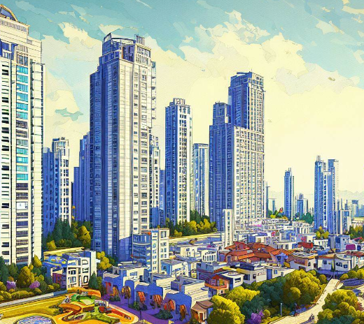 아파트와 도시의 풍경