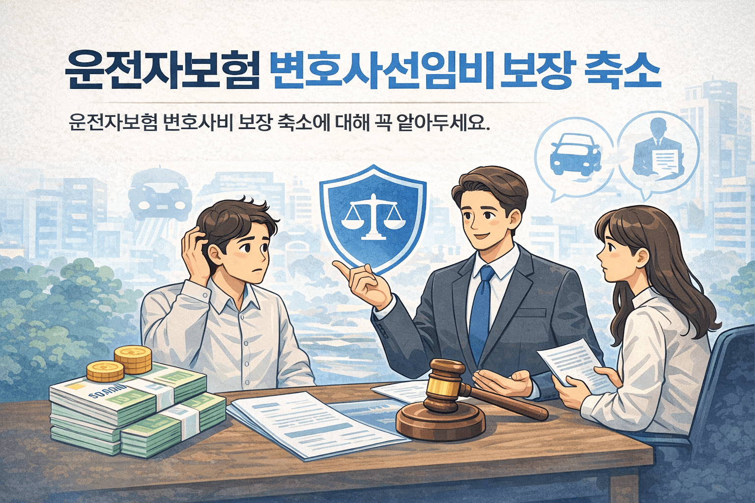 운전자보험 변호사비 보장 축소, 지금 확인 안하면 발생할 수 있는 손해 설명 관련 이미지.