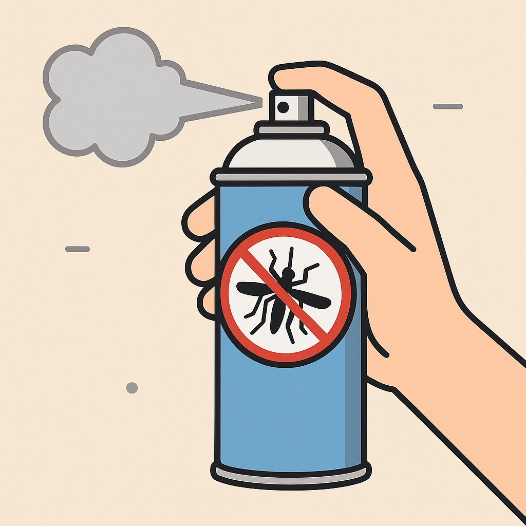 스프레이형 모기 퇴치제 사용 예시
