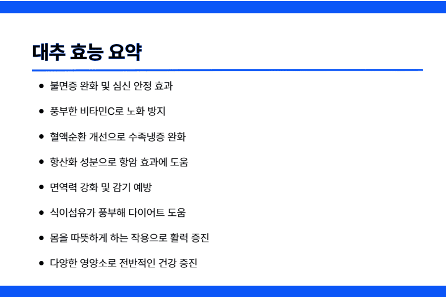 대추 효능의 인포그래픽