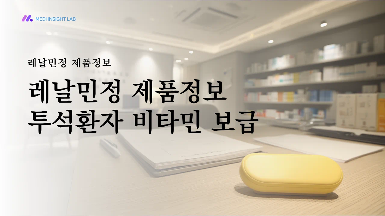 레날민정이 어떤 형태의 의약품인지, 어떤 환자군에서 언급되는지 본문 초입에서 시각적으로 보여주는 이미지입니다