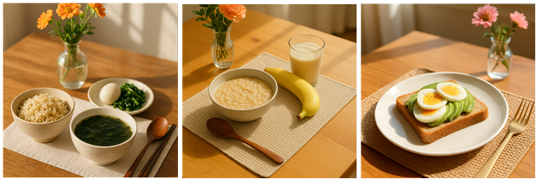 아침 식단 3가지