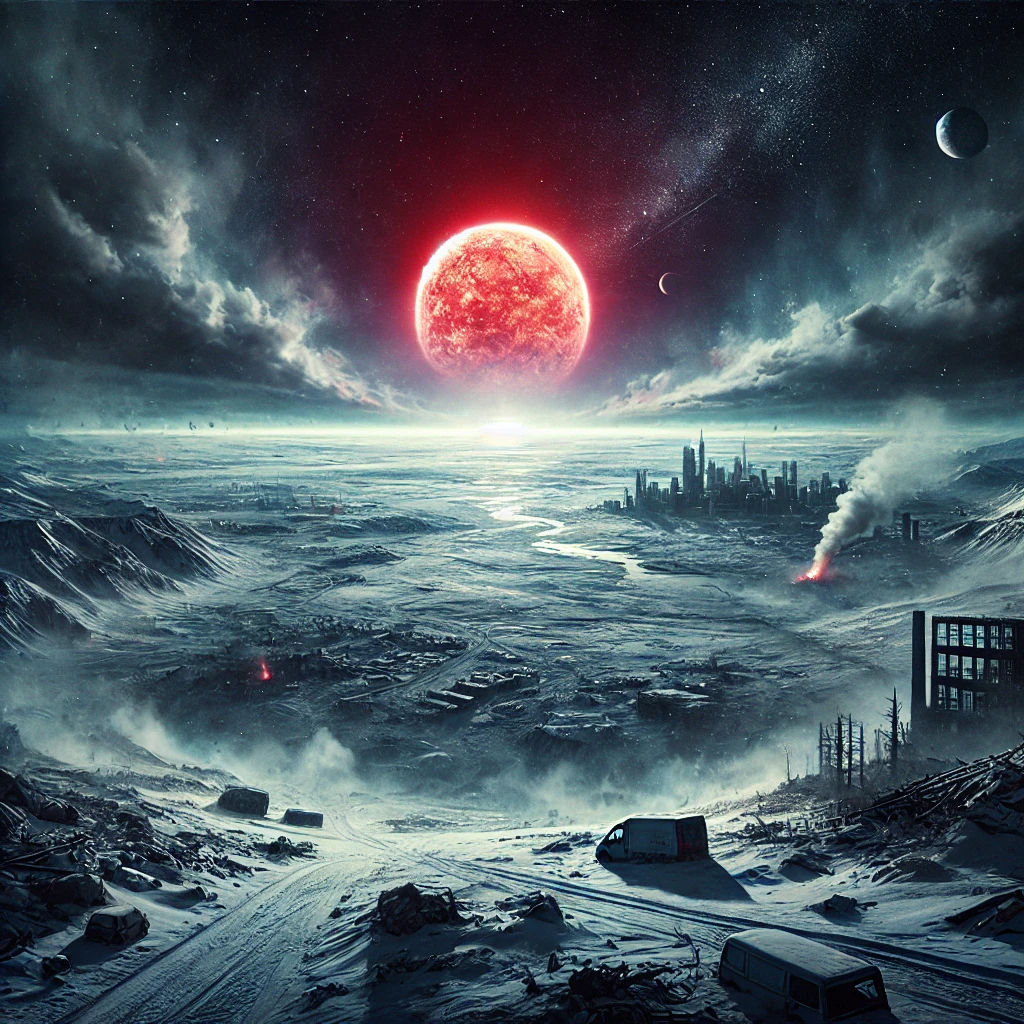 태양의 에너지가 감소하여 지구에 빙하기가 온 모습