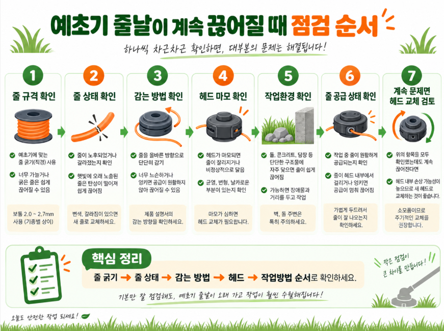 예초기 줄날이 자꾸 끊어지는 이유는?