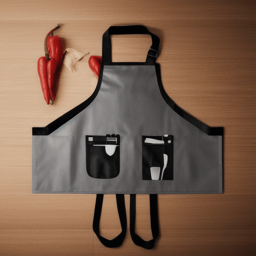 바닥위에 펼쳐진 회색의 앞치마 사진