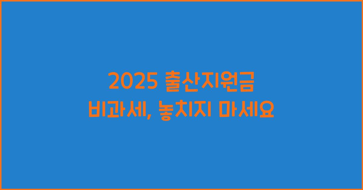 2025 출산지원금 비과세