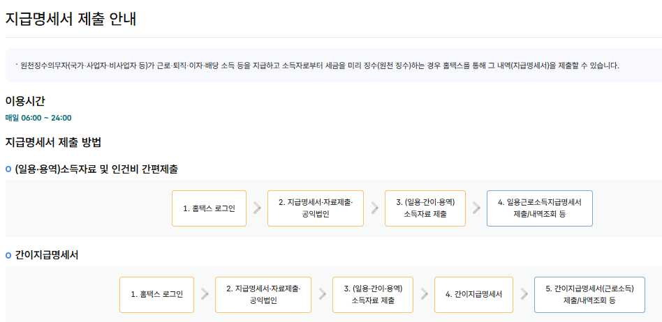 국세청 손택스 바로가기