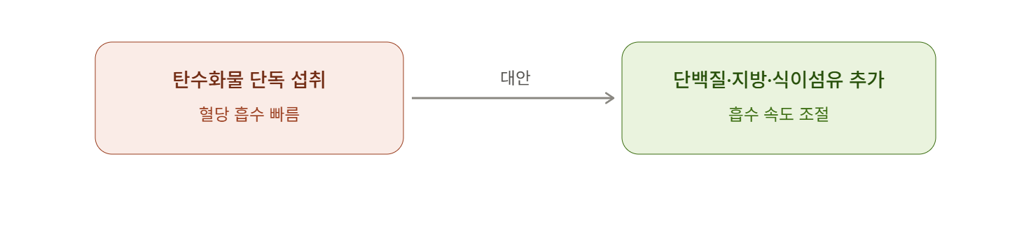 탄수화물 단독 섭취 대신 단백질·지방·식이섬유 밸런스 맞추기