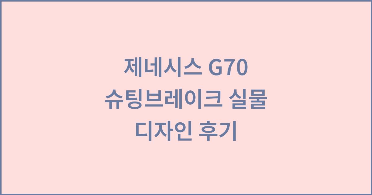 제네시스 G70 슈팅브레이크 실물 디자인 후기  