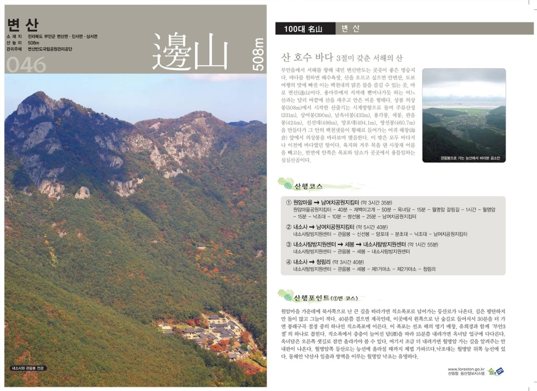 산행코스, 산행포인트 사진