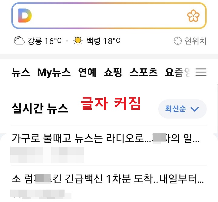 글자 커진것 보임