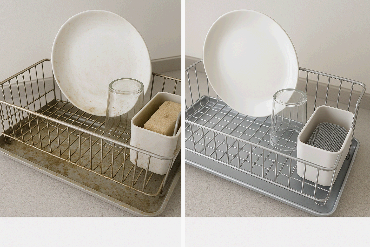 주방 식기건조대 및 수세미 받침 위생 유지