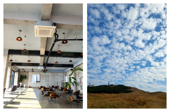 달그리안 실내모습 창넘어있는 등대공원