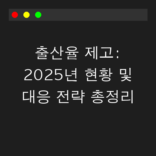 출산율 제고: 2025년 현황 및 대응 전략 총정리 대표 이미지