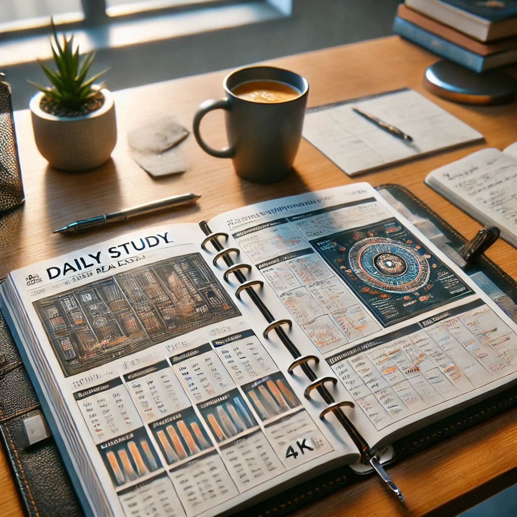 일일 학습 계획이 기록된 플래너