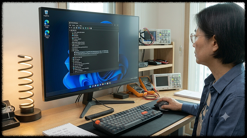 Windows 11 장치 관리자에서 키보드 드라이버를 점검하는 모습