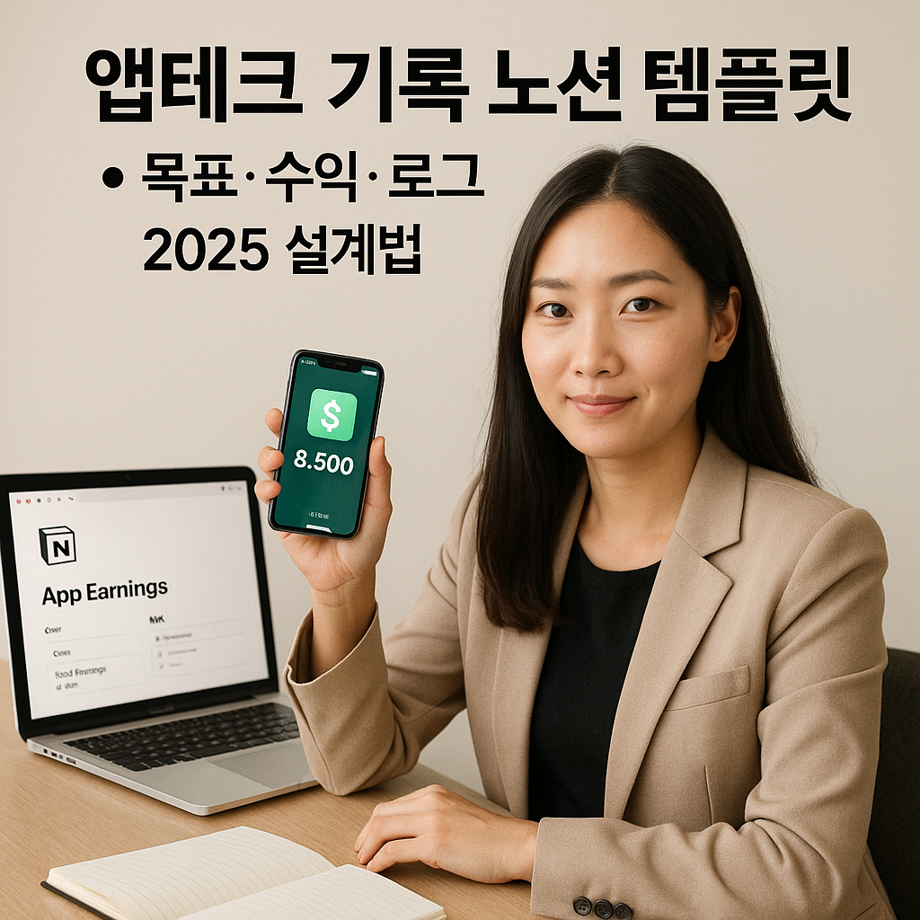 앱테크 기록 노션 템플릿 ｜ 목표·수익·로그 2025 설계법