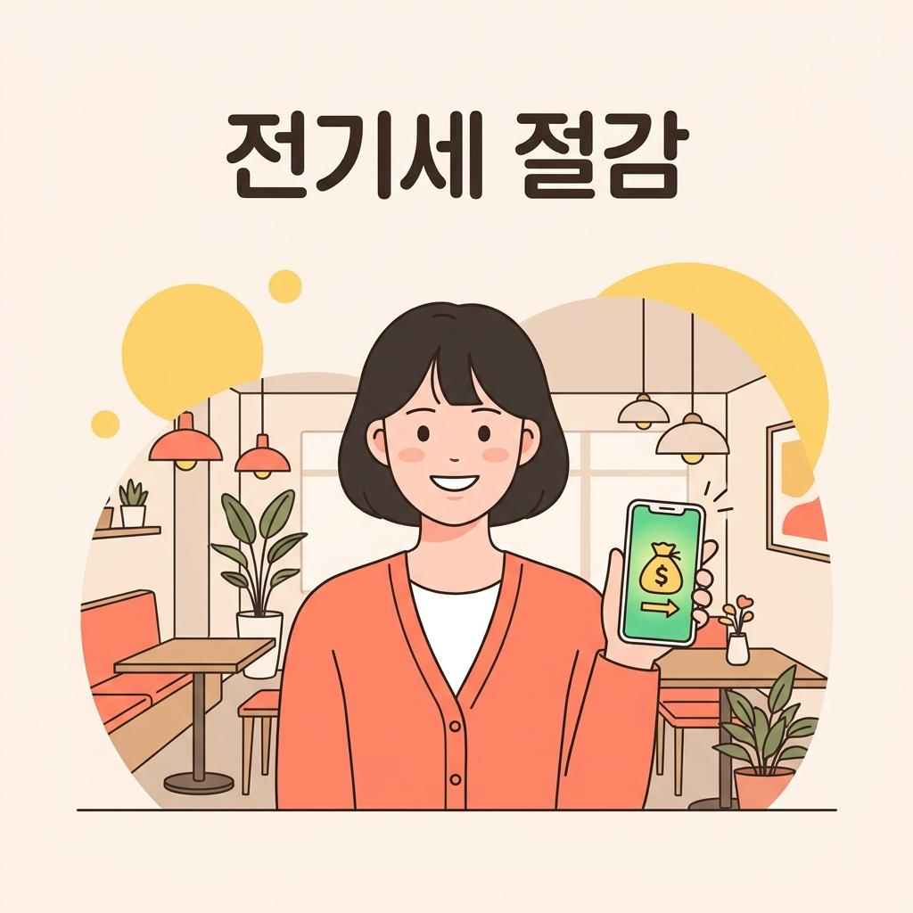 고효율 에어컨 교체 지원 정책을 확인하고 기뻐하는 소상공인 사장님