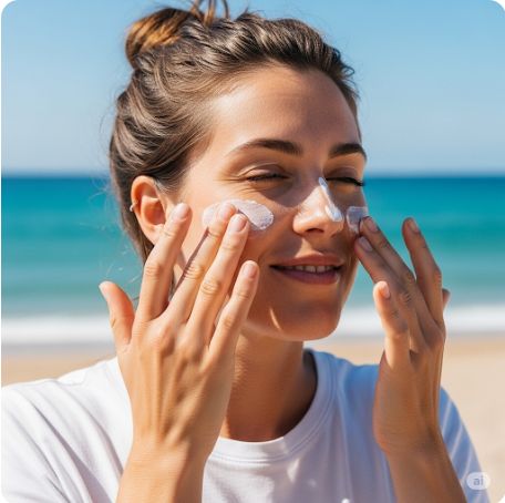 자외선차단제 바르는 모습